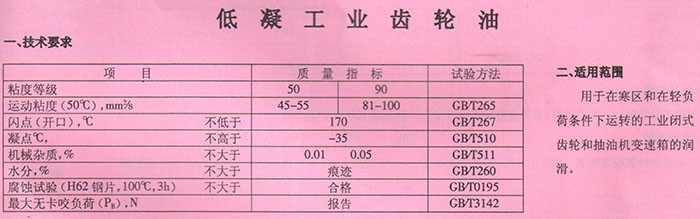 低凝工業(yè)齒輪油